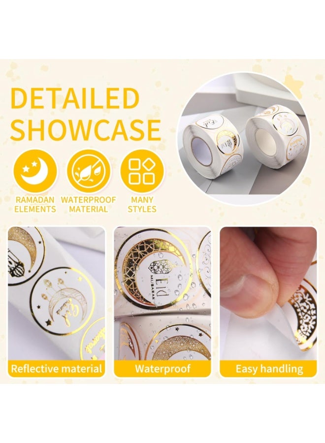 لفتان من ملصقات مبارك، 1000 قطعة من الملصقات الإسلامية لبطاقات هدايا رمضان، ورقة ملصقات رمضان مع ملصقات رمضان السعيد، بطاقات رمضان للأعمال اليدوية والتزيين - Image 3